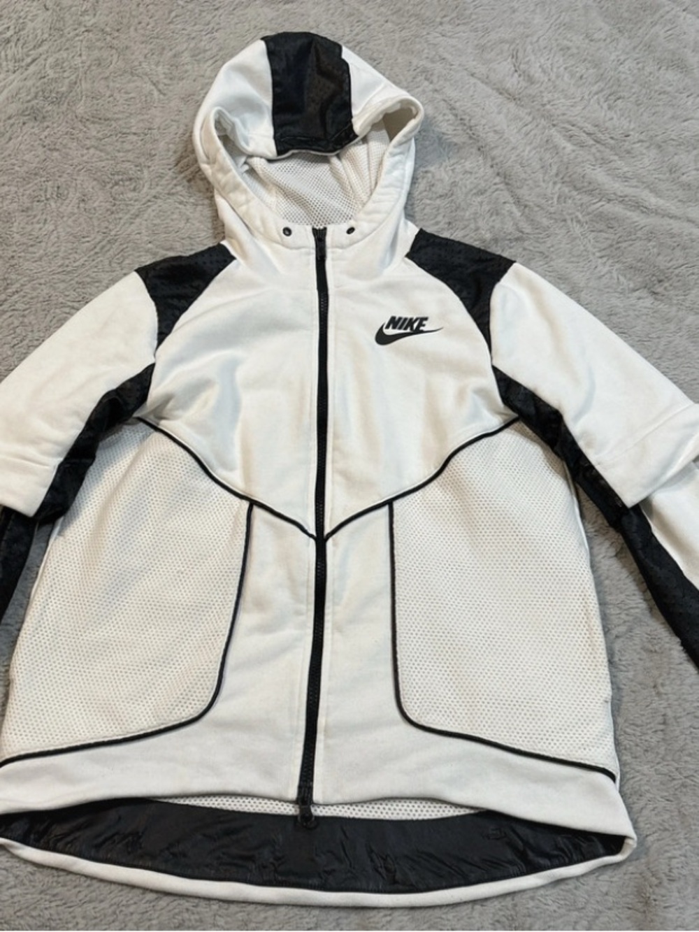 Nike Tech Sportswear Windrunner Full Zip Hooded Jacket XS White Black C43